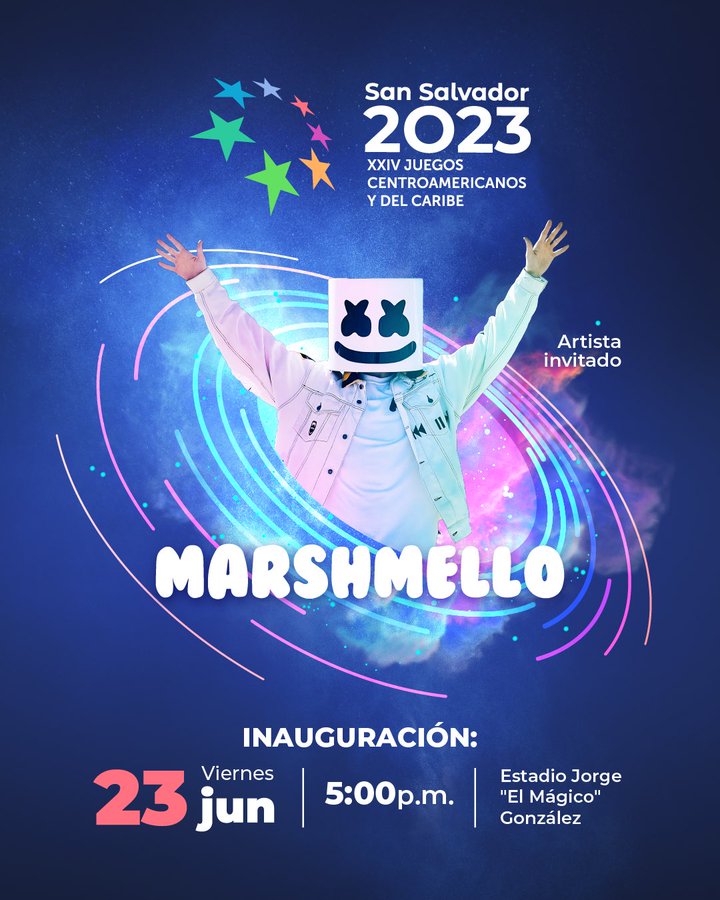 Marshmello en la inauguración de los Juegos Centroamericanos y del Caribe 2023